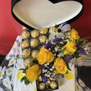 Yellow Fresh Rose and Ferrero Rocher