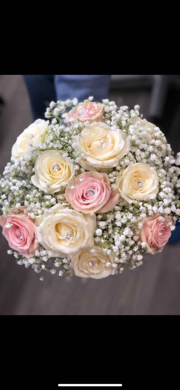 Fresh peach and cream rose sparkly