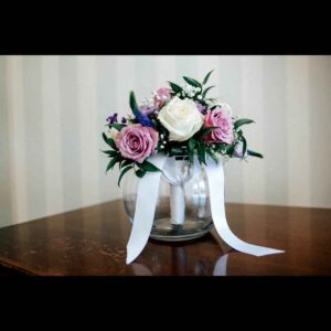 Delicate purple and cream bride bouquet