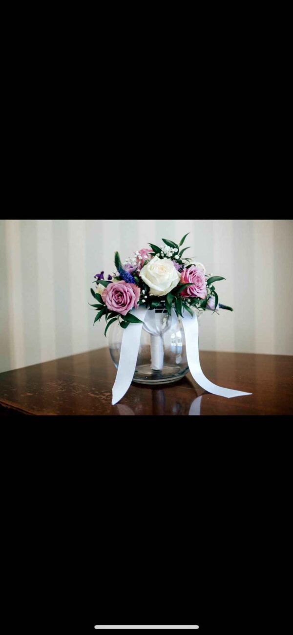 Delicate purple and cream bride bouquet