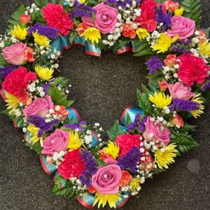 Open mixed flowers heart