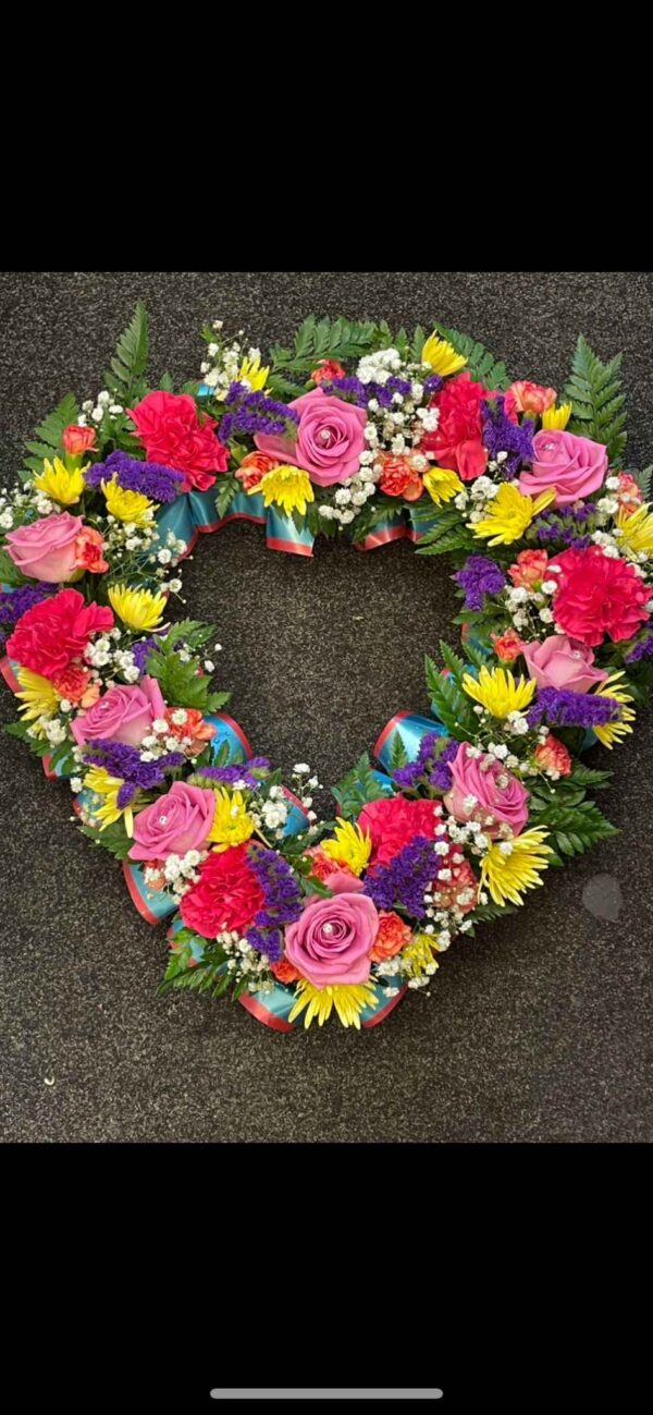 Open mixed flowers heart