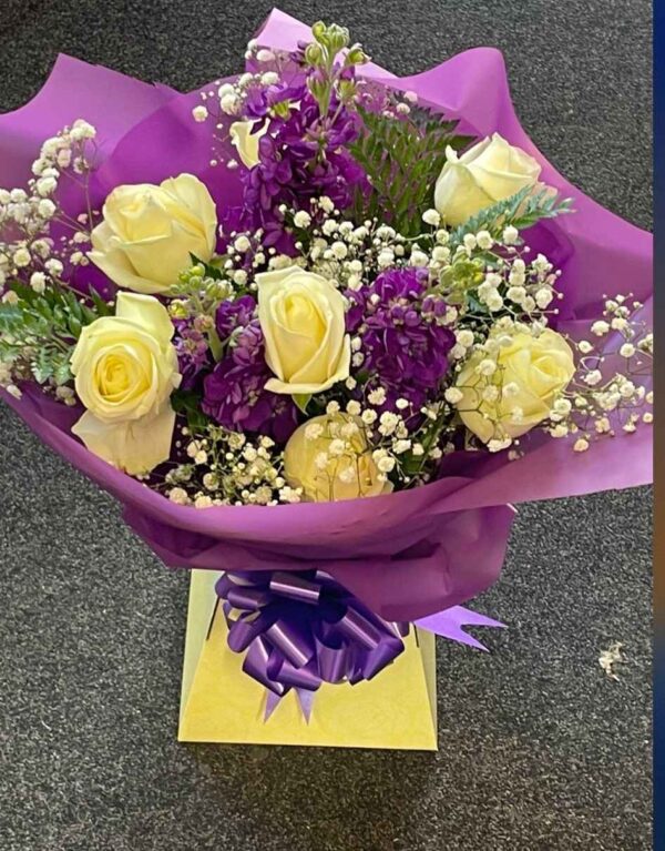 Purple and white delicate bouquet