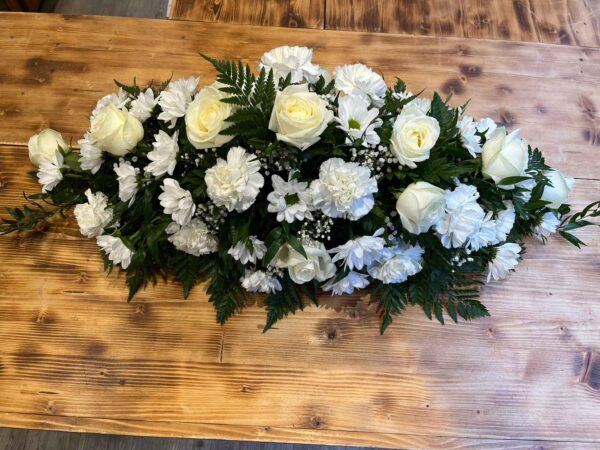 White rose and carnation spray
