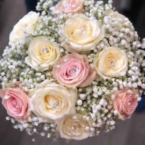 Fresh peach and cream rose sparkly