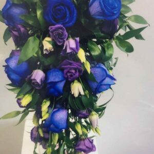Fresh purple and blue tear drop bouquet