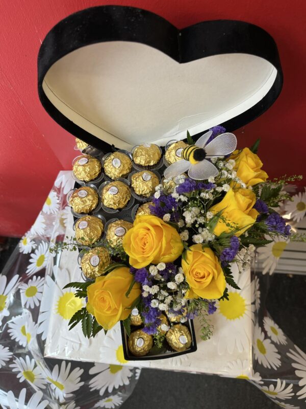 Yellow Fresh Rose and Ferrero Rocher
